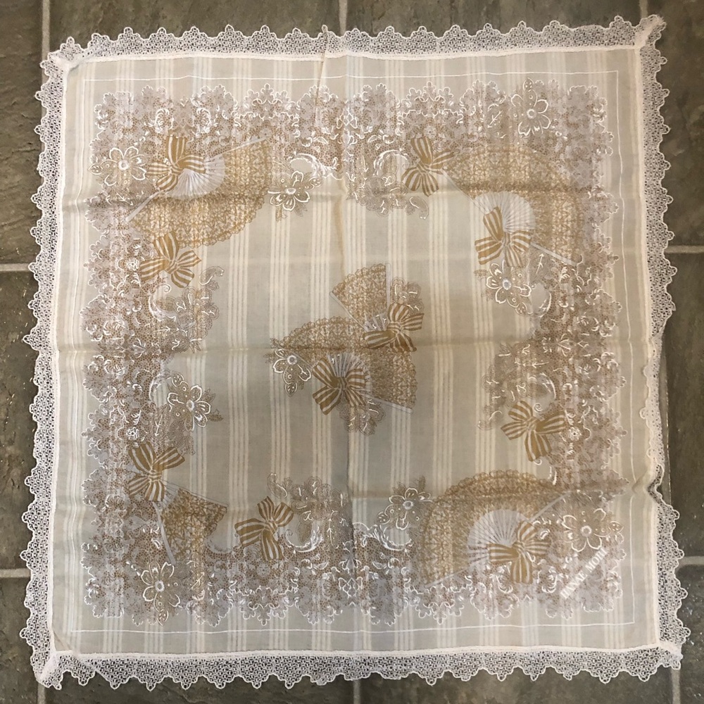 Vintage Hanae Mori Elegant Lace Handkerchief